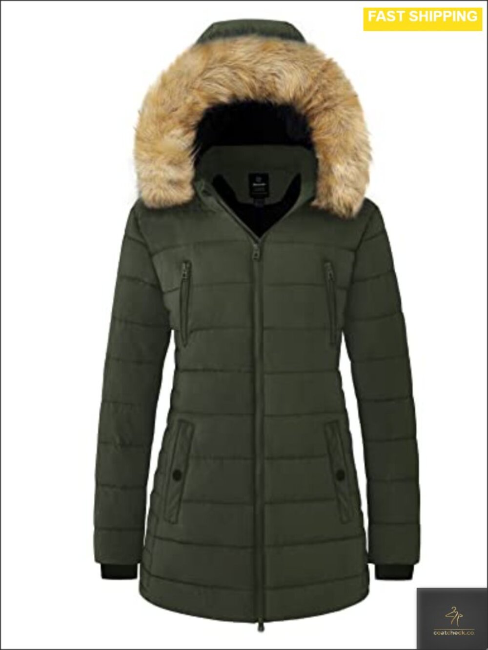 Women's Warm Winter Puffer Jacket Faux Fur Hood Long Parka Coat